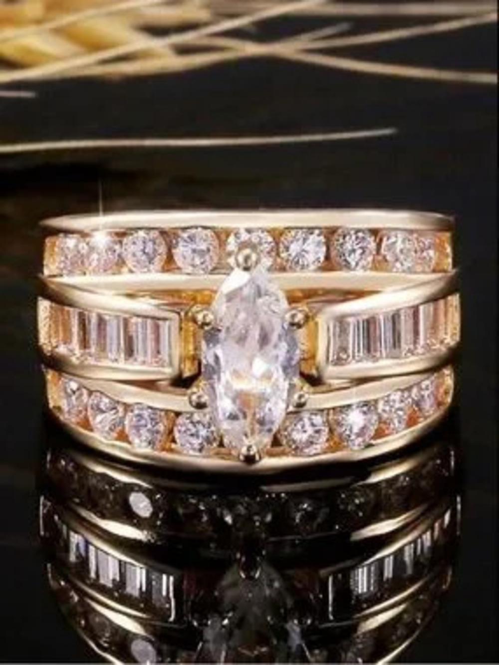 Golden Heirloom Marquise Crystal Ring